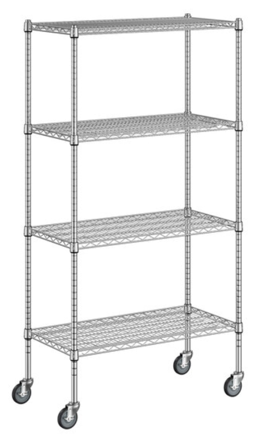 [TACWS-1848] 18" X 48" X 72" CHROME SHELF SET 4 INCLUDE 4" WHEELS